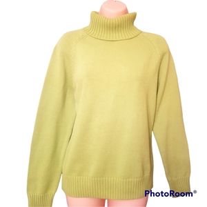 Jeanne Pierre Lime Green Turtleneck Long Sleeve Sweater Womens Large